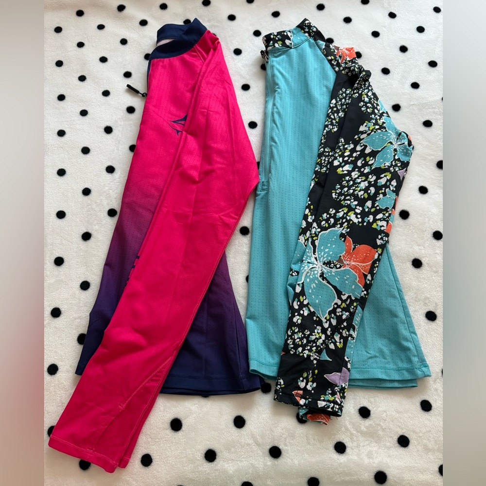 Two Loco Skailz exercise/jogging/active zip up shirts.